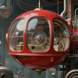( ( ( ( ( 1 9 5 0 s retro future intricate machine spaceship large window. muted colors. art nouveau ) ) ) ) ) by jean baptiste monge!!!!!!!!!!!!!!!!!!!!!!!!! chrome red