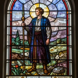 Homelander in stained glass window