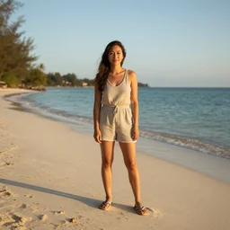 a beautiful beach, golden hour, standing on a beach in boracay, outdoors, professional award winning portrait photography, zeiss 1 5 0 mm f / 2. 8 hasselblad