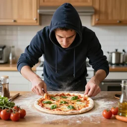 hacker cooking a pizza