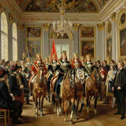potsdam giants parade around the kings room. by herbert james draper, sir lawrence alma - tadema. highly detailed intricate oil painting.