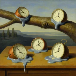 melting clocks laying on a table, melting clocks laying on a tree branch, a surrealist painting by dali, behance, surrealism, surrealist, hyper realism, detailed painting