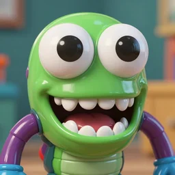 the binding of isaac monster design, bulging eyes, worm body, mandibles, made of shiny plastic, playset kids toy, close up photograph by mark ryden
