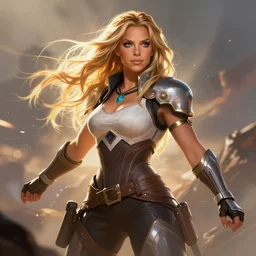 Britney Spears  as an Apex Legends character digital illustration portrait design by, Mark Brooks and Brad Kunkle detailed, gorgeous lighting, wide angle action dynamic portrait
