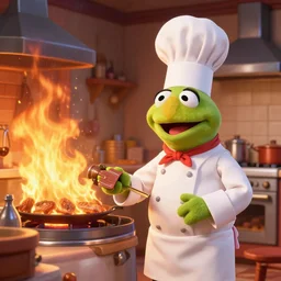 the muppets swedish chef in a kitchen that is on fire, kitchen conflagration with swedish chef, - n 4