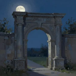beautiful digital painting of a stone archway in the moonlight by Evgeny Lushpin