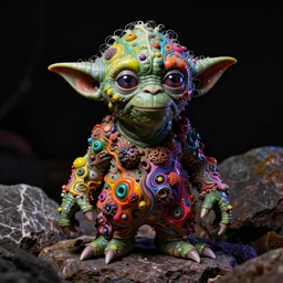 yoda on a rock, fluid, smooth, organic, crazy, bright, colours, tumours, high contrast, sharpness, dramatic, very detailed, intricate, by giger and corben and moebius and beksinski and bosch and bacon
