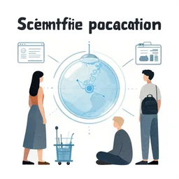 scientific knowledge propagation. clean cel shaded vector art. minimalist illustration art by lois van baarle, artgerm, helen huang by makoto shinkai and ilya kuvshinov, rossdraws