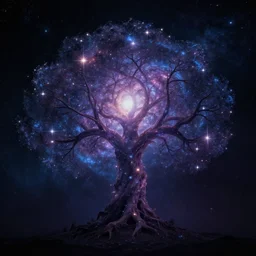 cosmic tree of life made of stars, center composition, cinematic, trending on artstation, low level, 4K UHD image,