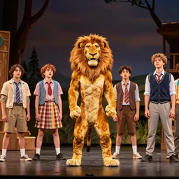 terrible high school production of The Lion King musical, cheap costumes, cheap set, low budget