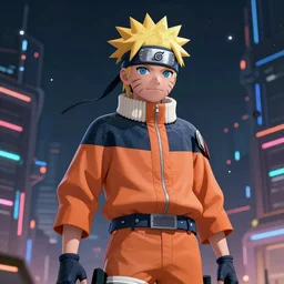 Naruto, cyberpunk, high detail, high modernization, high stylization, 16k