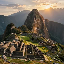 a painting of a beautiful sunrise on the machu picchu with arms up,, matte painting, fantasy art, hyper detailed, concept art