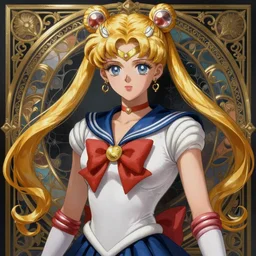 hyper masculine buff Sailor Moon as a male, pale skin curly blond hair, fantasy, intricate, elegant, highly detailed, digital painting, artstation, concept art, matte, sharp focus, illustration, art by Artgerm and Greg Rutkowski and Alphonse Mucha