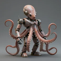 1 9 5 0 s retro future robot android octopus. muted colors. by jean baptiste monge