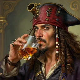 close up of an old pirate drinking rum, deep focus, d & d, fantasy, intricate, elegant, highly detailed, digital painting, artstation, concept art, matte, sharp focus, illustration, hearthstone, art by artgerm and greg rutkowski and alphonse mucha
