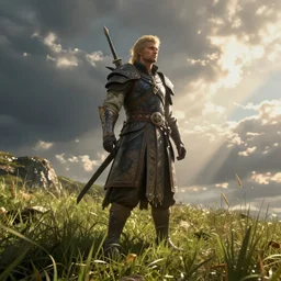 the fabulous world of skyrim, cinematic view, epic sky, detailed, concept art, low angle, high detail, warm lighting, volumetric, godrays, vivid, beautiful, trending on artstation, by jordan grimmer, huge scene, grass, art greg rutkowski