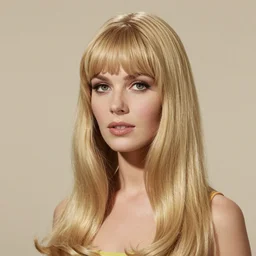 portrait 1 9 6 0 s elegant blonde beautiful mod girl, long straight 6 0 s hair with bangs, groovy, by tom bagshaw, sargent