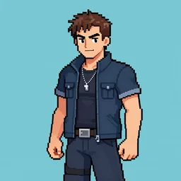 michael c hall in final fantasy, pixel art, final fantasy, high quality