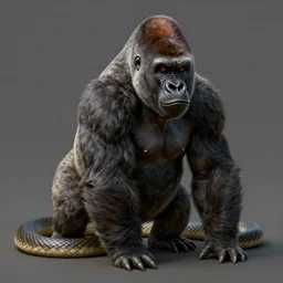 a digital painting of a gorilla - snake hybrid, isolated, hyperealism, award winning, stunning, trending on art - sation, highly detailed, cinematic lighting, 8 k, hd