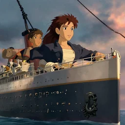 a film still of Titanic 1912, medium shot, waist up, studio Ghibli, Pixar and Disney animation, sharp, Rendered in Unreal Engine 5, anime key art by Greg Rutkowski, Bloom, dramatic lighting