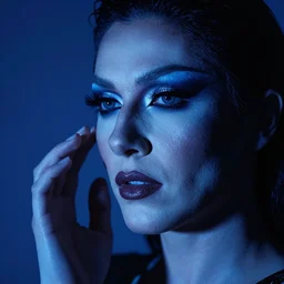 zeiss lens photograph by wolfgang tillmans drag queen portrait chiaroscuro intricate composition blue insanely quality highly detailed skin texture dynamic shadows