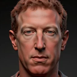 very realistic face close up zuckerberg digital red clay by zbrush
