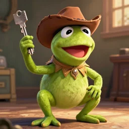 key animation, kermit the frog as a cowboy, studio trigger, trending on art station