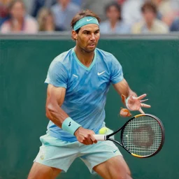 a photo of a painting of tennis player nadal