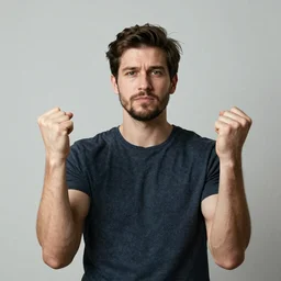 a hypperrealistic photo of a man giving up