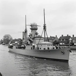warship in the river stour in canterbury, 1 9 4 5
