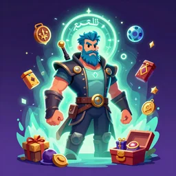 arabic bearded skill magic geek inside matrix deepdream radiating a glowing aura stuff loot legends stylized digital illustration video game icon artstation lois van baarle, ilya kuvshinov, rossdraws,