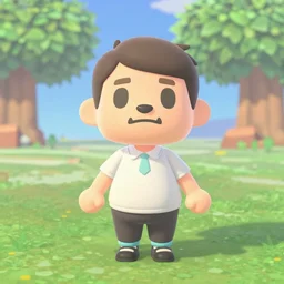 a screenshot patrick bateman in animal crossing new horizons