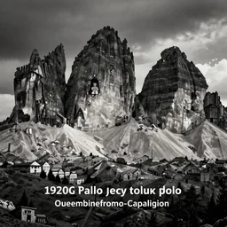 1920s photography of terrifying dolomites dark with occult signs