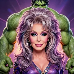 portrait of dollie parton as the hulk, hyperdetailed illustration by irakli nadar and alexandre ferra, volumetric lighting, psychedelic, intricate, hyper detailed, smooth, vibrant aura, intricate linework