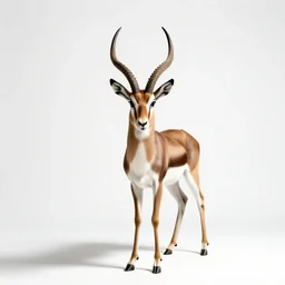 fierce gazelle, studio photography, full body, isolated on a pure white background, centered, entire subject in frame, sharp focus, soft studio lighting