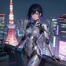 anime visual of futuristic cyber warrior girl, in future cyberpunk neon light reflected tokyo rooftop, ssci - fi and fantasy, intricate and very beautiful and elegant, highly detailed, digital painting, artstation, concept art and smooth and sharp focus, illustration, art by huaixuan xiang and tian zi and alphonse mucha and wlop
