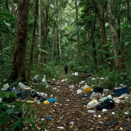 a very high resolution image from a new movie. amazon forest landscape, garbage. photorealistic, photography, directed by anthony russo