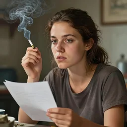 portrait of a working young australian woman ( eyes open ) with a one paper joint alight smoking after a hard days work ; cannabis. octane 4 k render natural skin tones, by eyvind earle, australian illustration