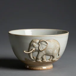 elephant raku sugar bowl, as elephant, horse hair