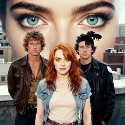 joshua middleton, phil noto, norman rockwell, artgerm, rockabilly emma stone poison ivy dc comics, vines, symmetrical eyes, city rooftop