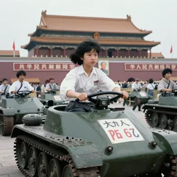 Chiyo-chan riding the tank in the 1989 Tiananmen Square protests and massacre
