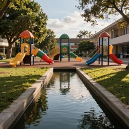 A canal in a high school playground