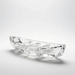 crystal rowboat, studio product photography, isolated on a pure white background, centered, entire object in frame, sharp focus, soft studio lighting