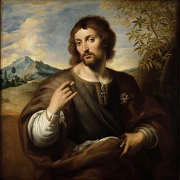 a portrait of a character in a scenic environment by tintoretto