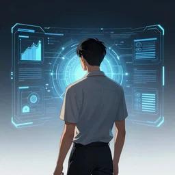 the man-machine interface. concept art illustration. anime style