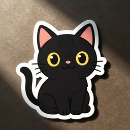 die cut sticker of chibi cute smiling black cat