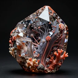 quartz concept art, dark and light, intricate anatomical detail. firebrick and coral naturecore art