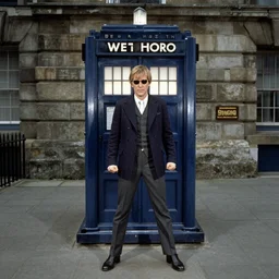 andy reid as doctor who, 1 9 7 0 s, wide shot