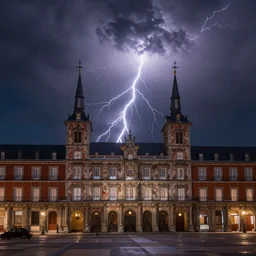 Madrid painted by Thomas Cole with dramatic lightning, concept art, matte painting, 8k, highly detailed, artstation