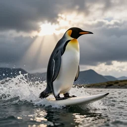 Penguin surfing